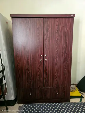 Wood-effect 2-door Wardrobe with Bottom Drawers