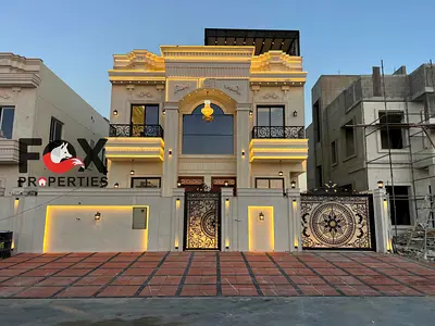 Luxury Classic Villa for Sale in Al Helio 2, Ajman, Featuring 5 Master Bedrooms, Roof Terrace, Premium Finishing and Open Park View.
