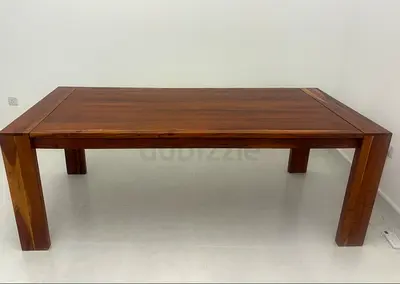 Solid Wood Dining Table - 6 Seater, Dark Walnut Finish