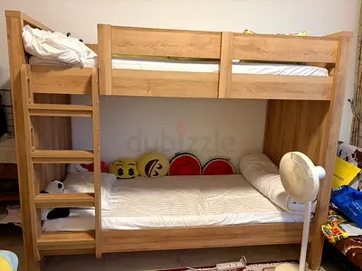Solid Wood Bunk Bed - Natural Finish, Good Condition
