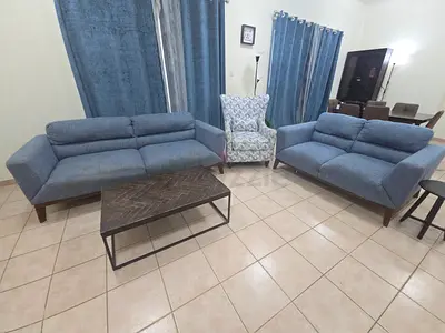 Modern Blue Sofa Set and Armchair