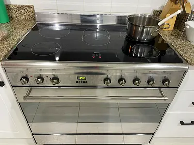 Smeg latest model full electric ceramic 5 hobs stove oven dual fan cooking range 90x60 .nna