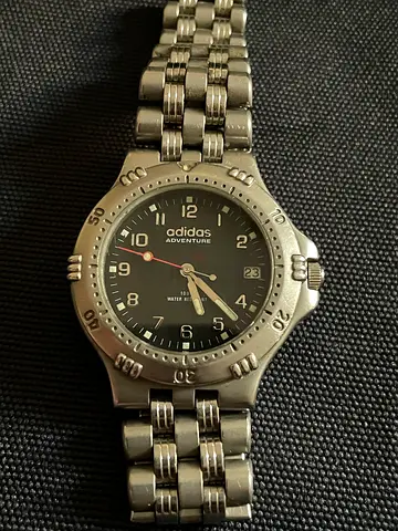 Vintage Diver Adidas stainless steel mens wristwatch, quartz, working