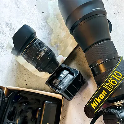 Nikon D610 with 24-120mm+tamron 150-600mm G2 and trigger