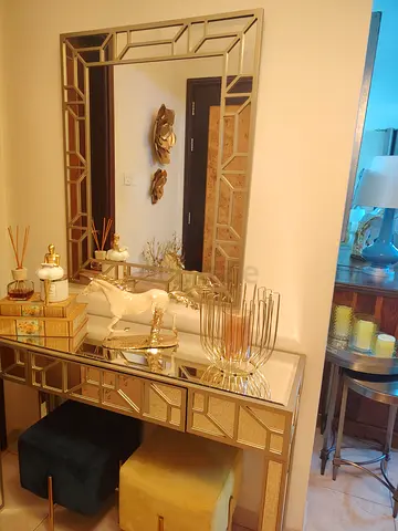 Mirrored Console Table with Decorative Mirror — Elegant Entryway Set
