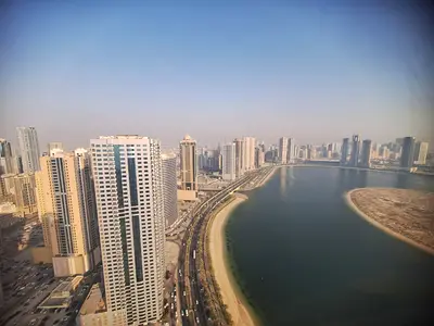 Largest 3-bedroom apartment in Al Mamzar with sea view. All bedrooms are master, plus a master maid’s room, 5 bathrooms, laundry room, 2 storage rooms