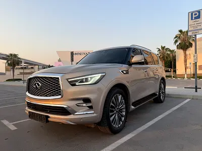2,100 AED Monthly | Infiniti QX80 Luxury 2018 GCC | Low Mileage | Full Option | Champagne Color