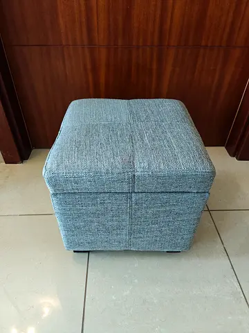 Grey Upholstered Storage Ottoman / Footstool - Compact