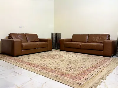 Natuzzi Italian Leather Sofa Set (3+2) – Designer Statement | Rich Tan Luxury | Premium Comfort