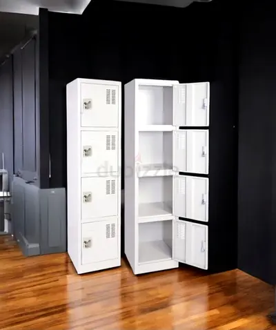 White Metal 4-Tier Locker Cabinet / Storage Unit