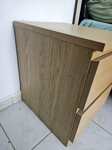 Light Wood Nightstand / Bedside Table with Two Drawers