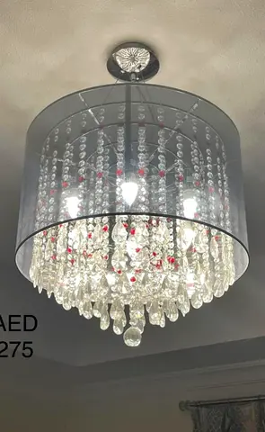 Crystal Drum Chandelier Ceiling Light — 5-Bulb Fixture