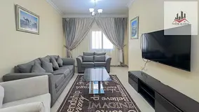 Sharjah, Al Taawun area: Furnished apartment with hotel-style furnishings, two bedrooms, living room