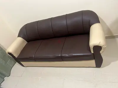 Two-tone Brown 3-seater Leatherette Sofa