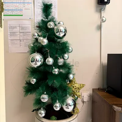 Pre-decorated Artificial Christmas Tree with Silver Baubles - Small