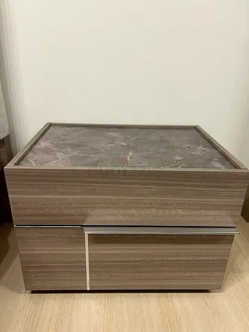 2 Modern wood bedside table with marble top - perfect condition