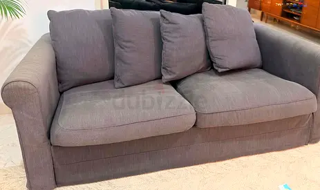 Comfortable 2 and 3 Seater Grey Fabric Sofa - Good Condition
