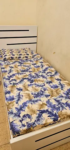 Single Bed with Mattress  White Wardrobe