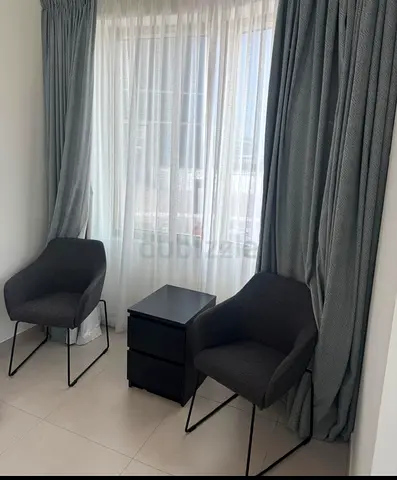 Modern Gray Fabric Armchairs with Sleek Metal Legs