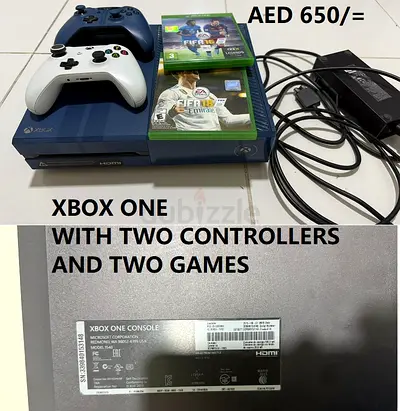 Xbox One console with 2 controllers and 2 FIFA games - Good working condition