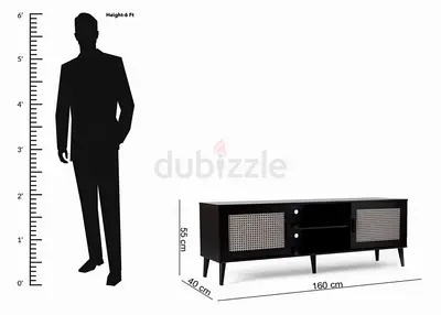 Mid-century Modern TV Unit / Entertainment Console - Dark Wood, 160cm