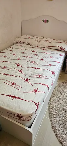 White Single Bed Frame with matress