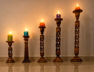 hardwood carved heavy candle stands - Marina homes