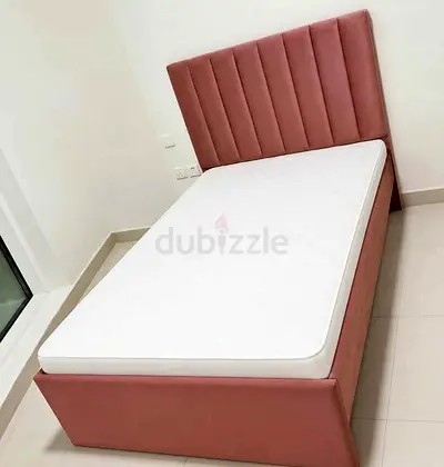 Brend New fabric wooden Twin size 120x190 Bed with Madical Matress Available
