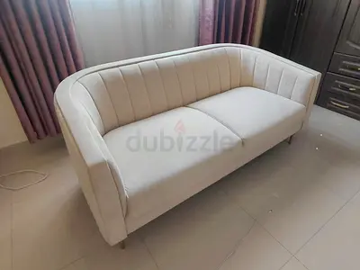 Modern Cream Fabric 2-Seater Sofa