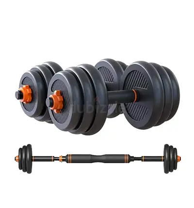2-Piece Fitness Dumbell Set With Barbell Black 20kg