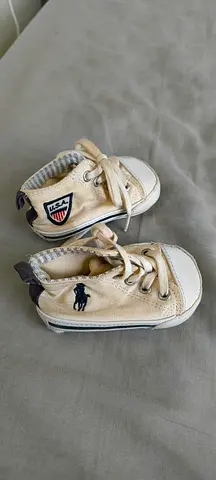 Ralph Lauren baby moccasin shoes – soft sole, white (pre-owned)