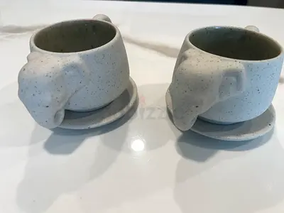 Vintage Elephant Shaped Mug/Cup Glazed Pottery
