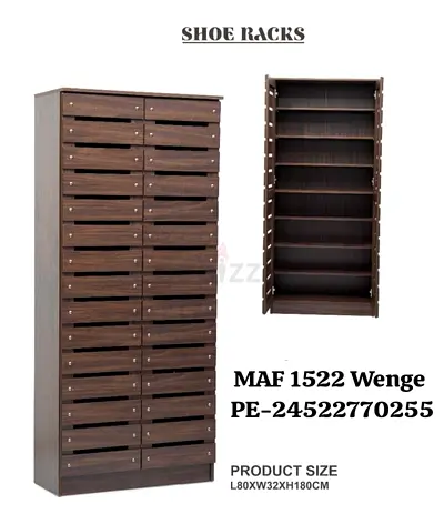 New Tall Wenge Wooden Shoe Rack Cabinet - 32cm x 80cm x 180cm