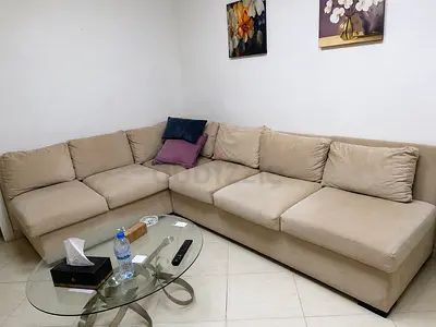 Beige L-shaped Corner Sofa — Comfortable 6-Seater