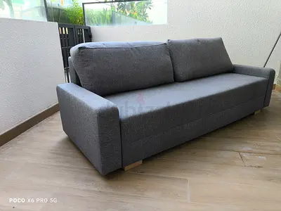 Grey 3-Seater Sofa - Modern, Compact, Good Condition