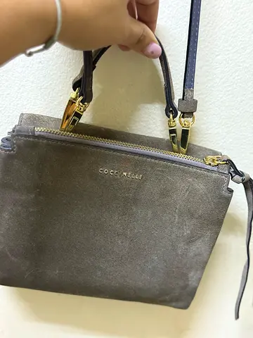 Coccinelle small suede crossbody handbag - taupe