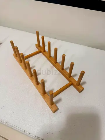 Wooden Mug/Cup/Plate Rack - Bamboo 12 Pegs, Good Condition