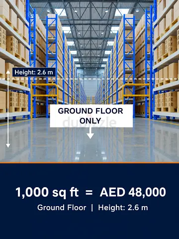 1000 SQF ,48K AED YEARLY ,GROUND LEVEL (ONLY STORAGE)