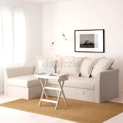 Sofa cum bed beige L-shaped sofa with chaise IKEA HOLMSOUND
