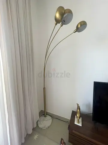 Brass 3-Arm Arc Floor Lamp