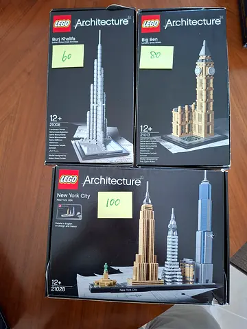 LEGO Architecture sets (Big Ben, Burj Khalifa, New York City) - boxed