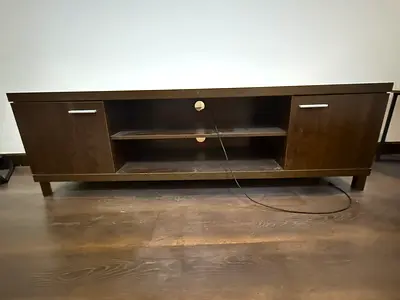 BARGAIN! Dark Wood Wall-Mounted TV Stand Entertainment Unit with Storage Cabinets FIXED PRICE