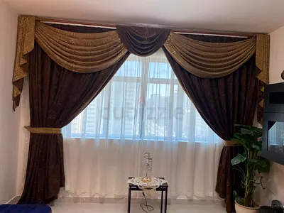 Curtains black and brown NO white curtains