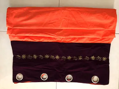 Orange and Purple Embroidered Eyelet Curtains//Curtains size  133x233 cm  1PC Orange color