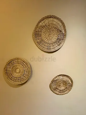 Set of 3 Woven Rattan Decorative Wall Plates