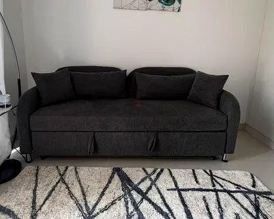 Dark grey 3-seater sofa bed with bed - excellent condition