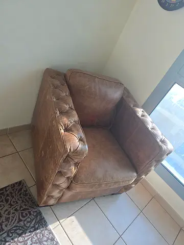 Classic Brown Leather Chesterfield Armchair