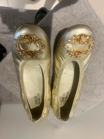 David Charles Gold Embellished Ballerina Shoes