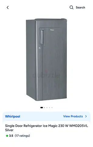 Whirlpool Single Door Refrigerator Ice Magic 190L - Silver (Used - Good condition) - Single door