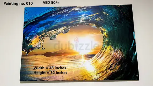 Ocean Wave Sunset Canvas Painting (48 x 32)